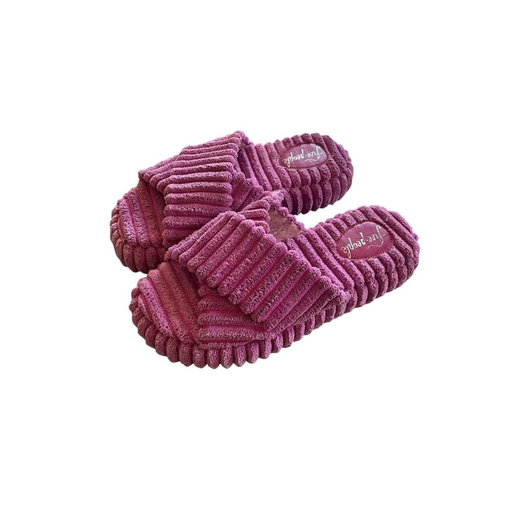 Free People Two Days In Ibiza Ribbed Slippers Purple Size 7.5 NWOT